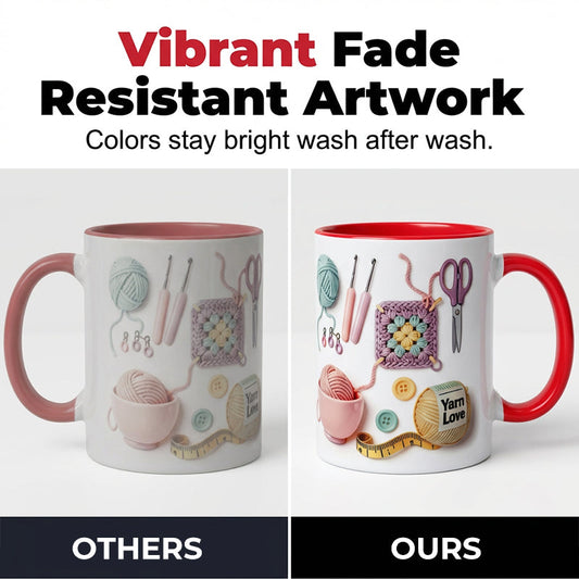 GIFT IDEA🔥LAST DAY SALE 60% OFF!!🏆Crochet & Knitting Themed Ceramic Coffee Mug