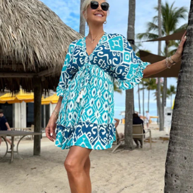 🌸HOT SALE 49% OFF🌸Women's Casual Flowy Bohemian V-Neck Dress