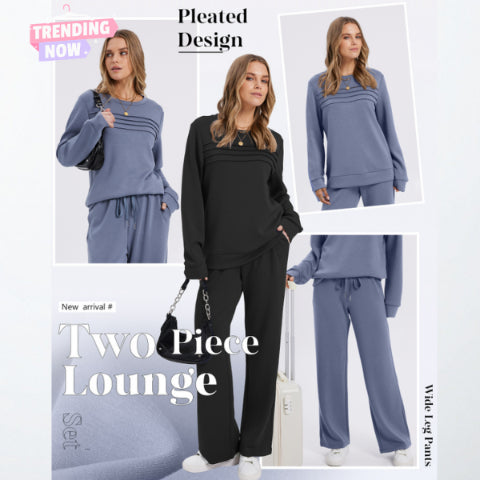 🔥LAST DAY SALE 60% OFF👍✨Women's Crew Neck Top & Drawstring Pants Set