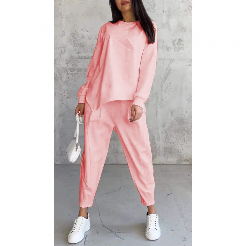 ⏰Limited Time Offer 50% OFF🧡Women Long-Sleeve Irregular Hem Sweatshirts & Pants Set