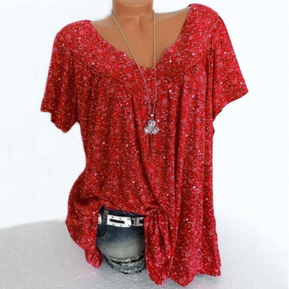🎉 Last Day Promotion-60% OFF 🍃 Summer V-neck Loose Short sleeve Print Casual Women's T shirt