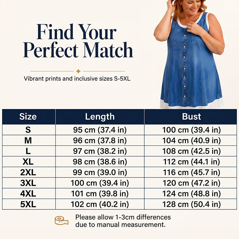 👗50% OFF☀️Women's Faux Two-Piece Denim Print Dress