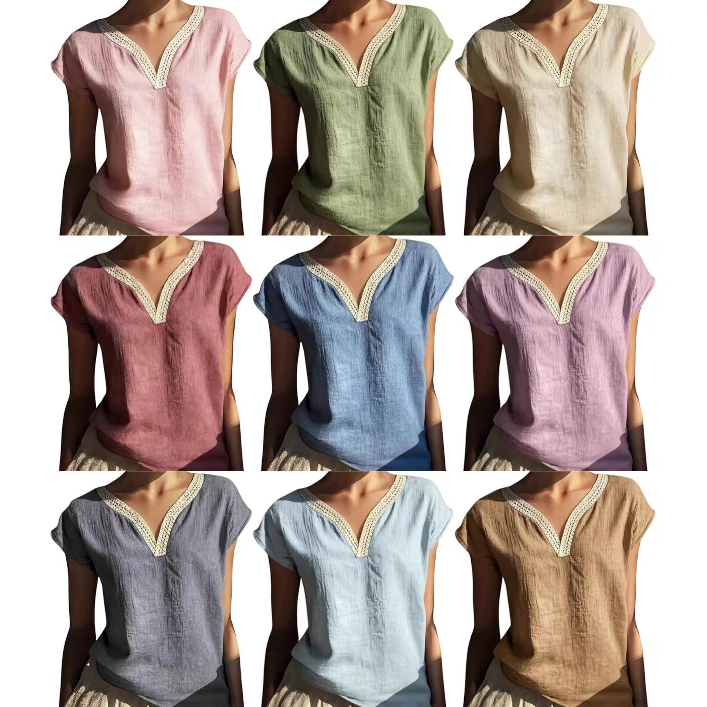 🎁HOT SALE 50% OFF💥Solid V-Neck Top