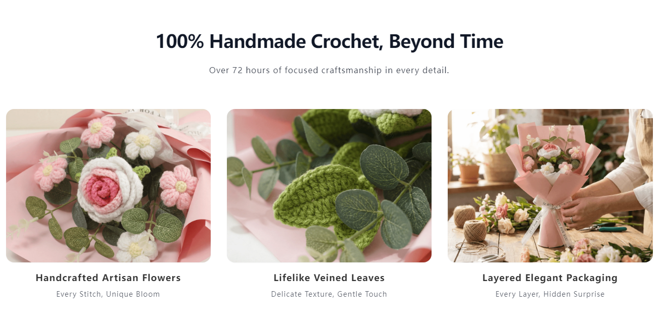 💕Mother's Day Special Sale 50% OFF!💕Handmade Delicate Crochet Flower Bouquet