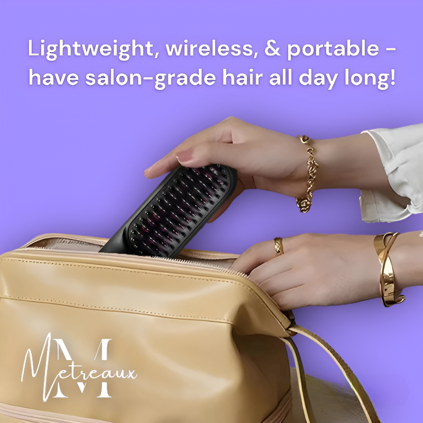 🏆2026 Hot Sale 50% OFF💁‍♀️Wireless Ceramic Heating Hair Straightening Hairbrush