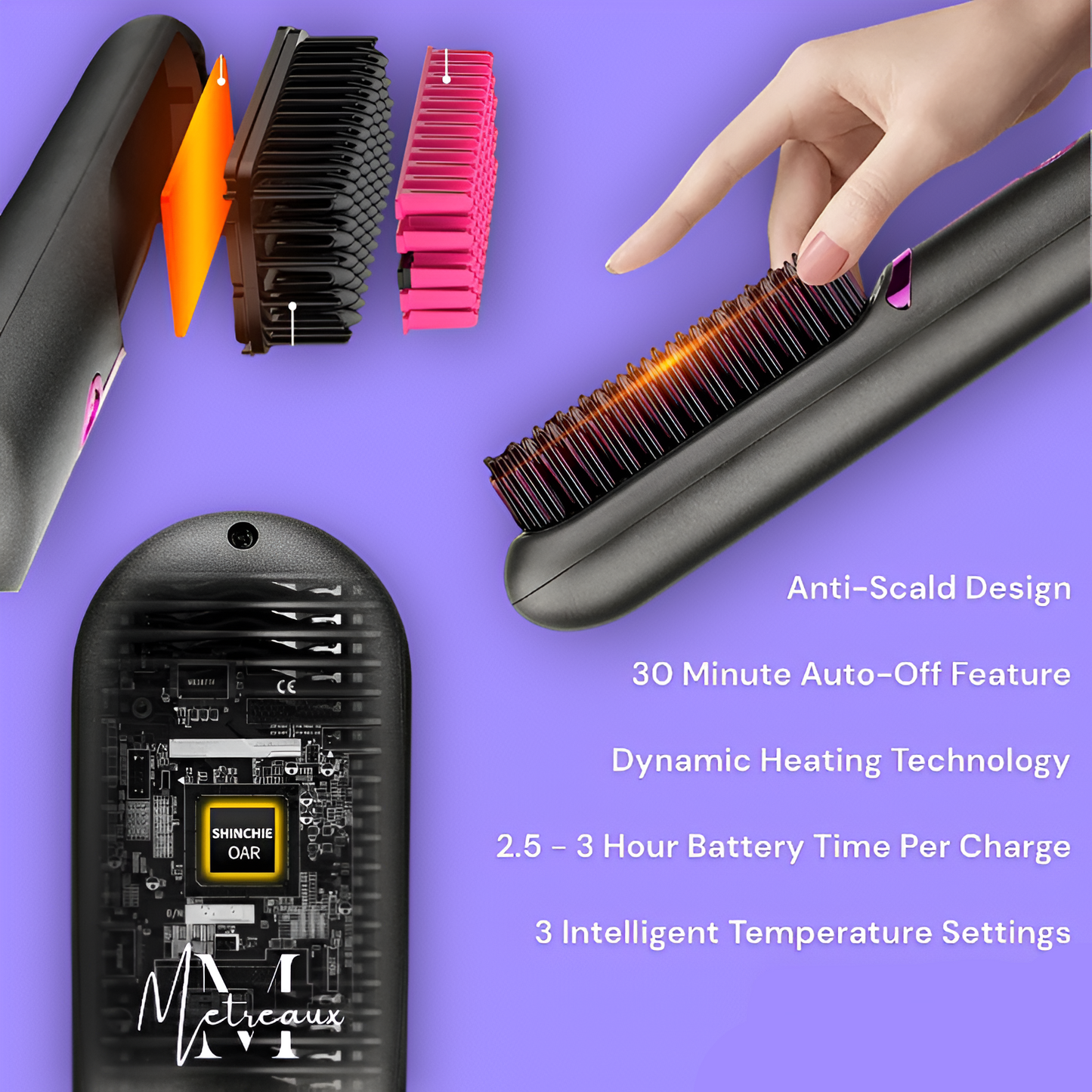 🏆2026 Hot Sale 50% OFF💁‍♀️Wireless Ceramic Heating Hair Straightening Hairbrush