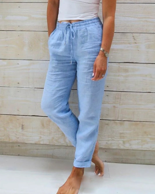 🌸LAST DAY 49% OFF!🌸Women's  Elastic Waist Cotton Linen Casual Pants