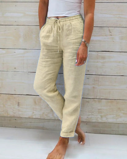 🌸LAST DAY 49% OFF!🌸Women's  Elastic Waist Cotton Linen Casual Pants
