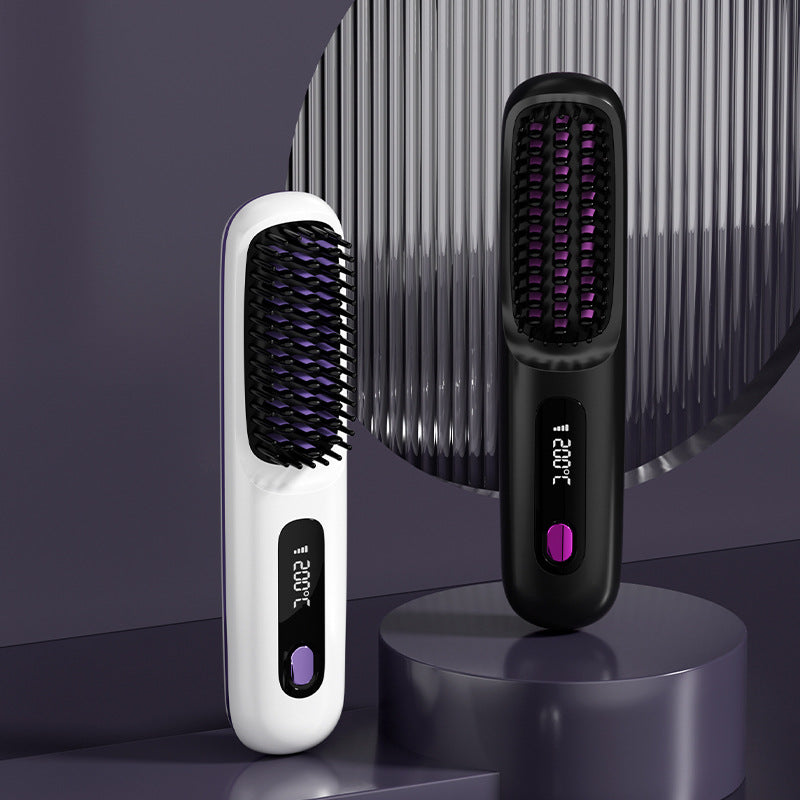 🏆2026 Hot Sale 50% OFF💁‍♀️Wireless Ceramic Heating Hair Straightening Hairbrush