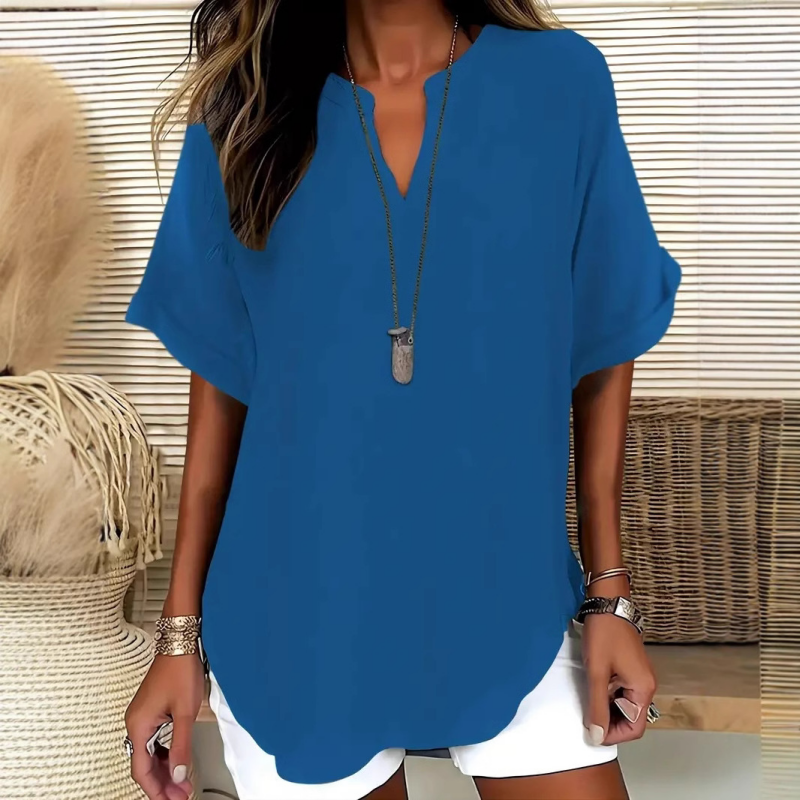 🌸Summer Hot Sale 70% OFF👕Fashion Loose Solid Color Short Sleeve Top
