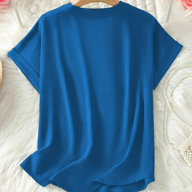 🌸Summer Hot Sale 70% OFF👕Fashion Loose Solid Color Short Sleeve Top