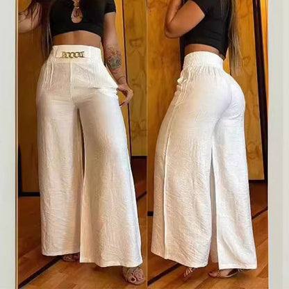 👖 60% OFF! 💃 Women's trousers – High waist, wide leg, with belt accent & versatile look ✨