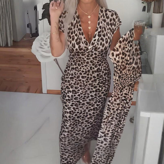 🔥Hot Sale 60% OFF👗🔥Women's V-Neck Leopard Print Dress