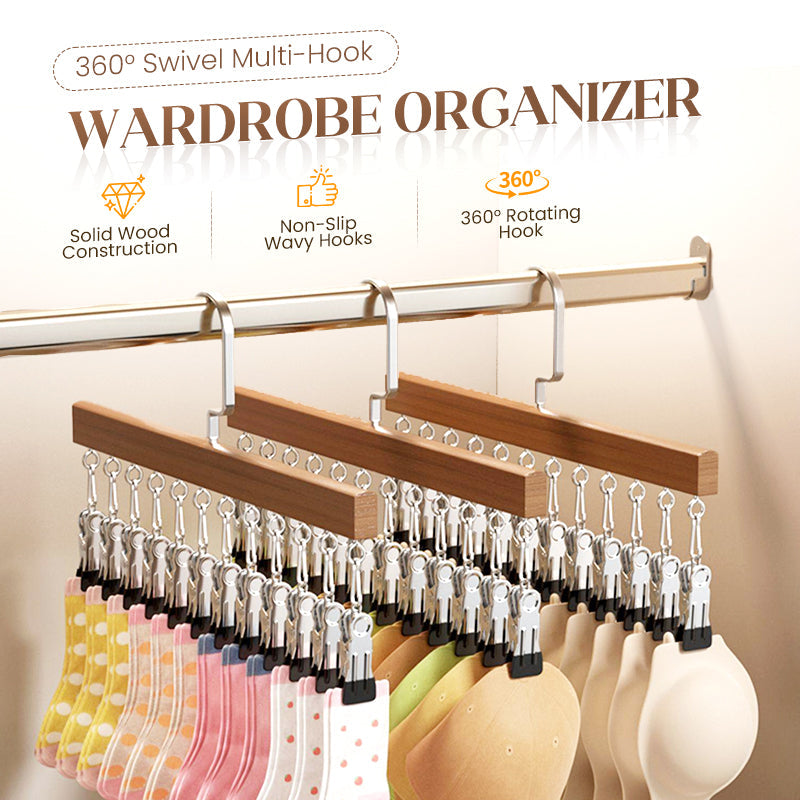 360° Swivel Multi-Hook Wardrobe Organizer