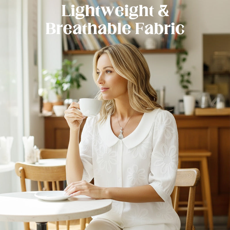 Embroidered Floral Retro Collar Shirt