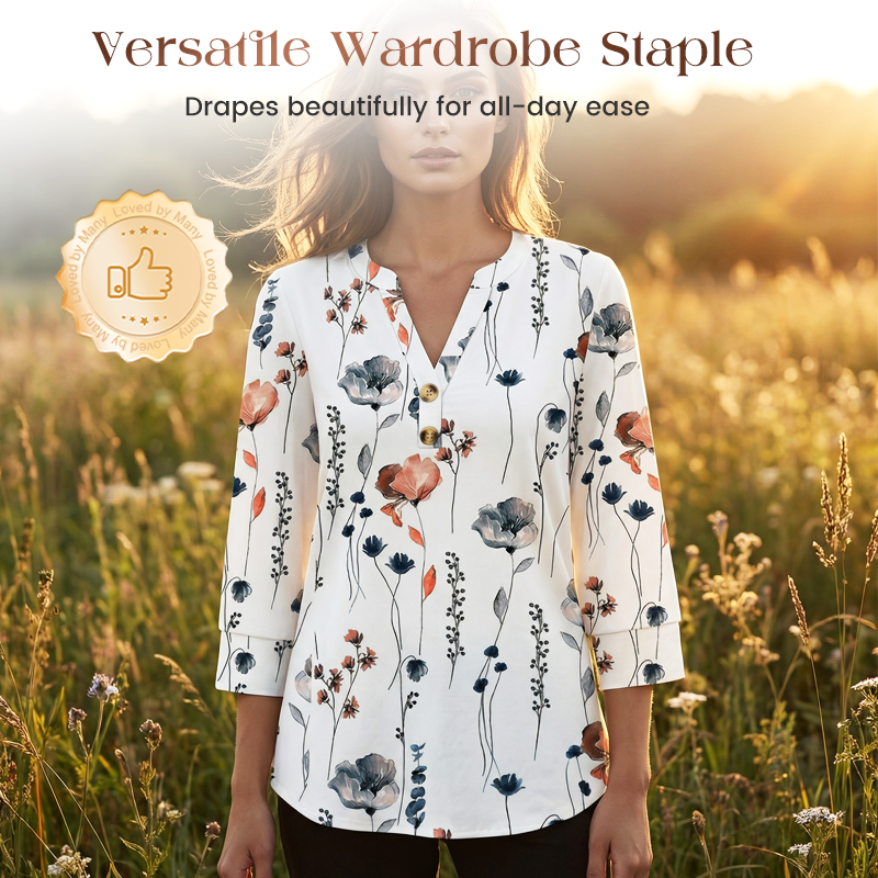 🌸Spring Sale 60% OFF👕Casual Printed V-Neck Top for Women