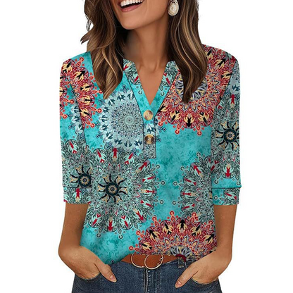 🌸Spring Sale 60% OFF👕Casual Printed V-Neck Top for Women
