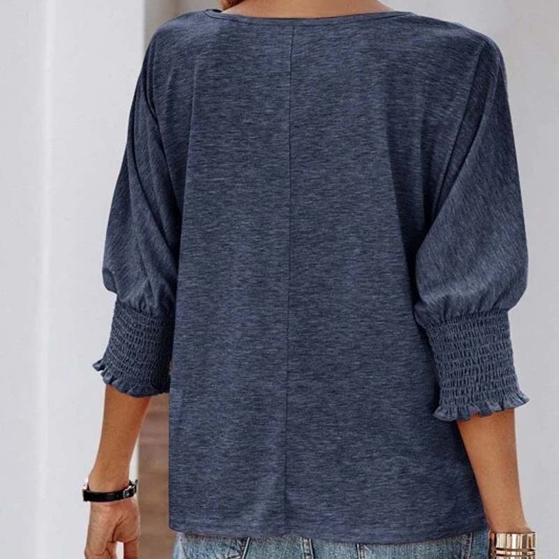 ⏳ Limited Time 50% Off!💐Women's Round Neck Smocked Cuff Dolman Sleeve Top