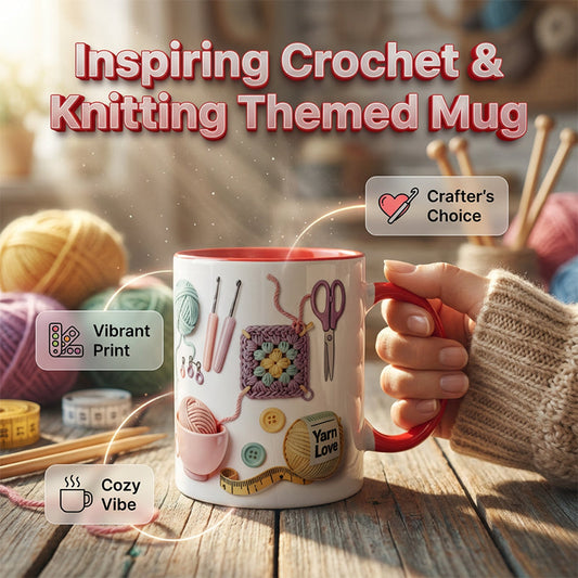 GIFT IDEA🔥LAST DAY SALE 60% OFF!!🏆Crochet & Knitting Themed Ceramic Coffee Mug