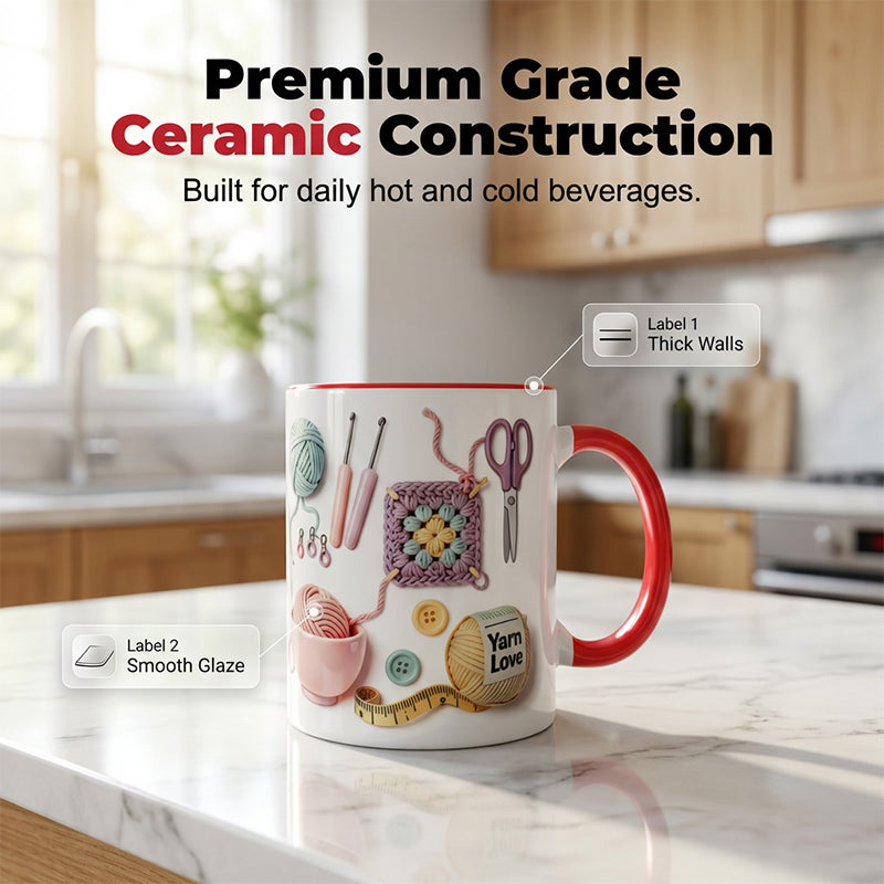 GIFT IDEA🔥LAST DAY SALE 60% OFF!!🏆Crochet & Knitting Themed Ceramic Coffee Mug