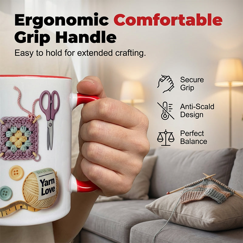 GIFT IDEA🔥LAST DAY SALE 60% OFF!!🏆Crochet & Knitting Themed Ceramic Coffee Mug