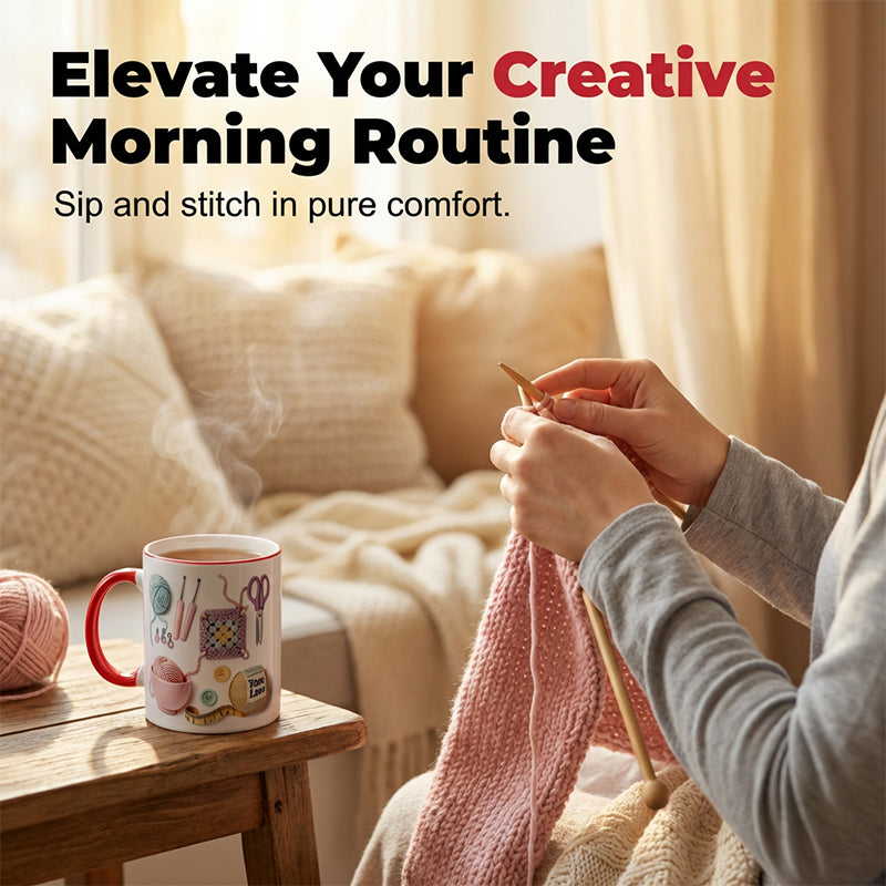 GIFT IDEA🔥LAST DAY SALE 60% OFF!!🏆Crochet & Knitting Themed Ceramic Coffee Mug
