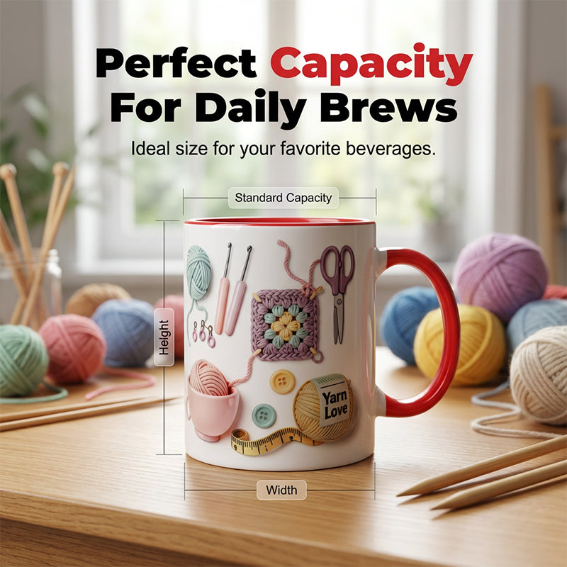 GIFT IDEA🔥LAST DAY SALE 60% OFF!!🏆Crochet & Knitting Themed Ceramic Coffee Mug