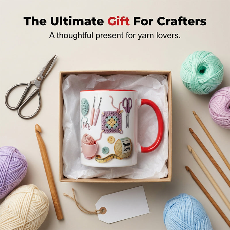 GIFT IDEA🔥LAST DAY SALE 60% OFF!!🏆Crochet & Knitting Themed Ceramic Coffee Mug