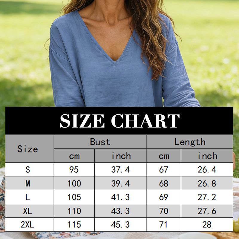 Women's Cotton Linen V-Neck T-Shirt