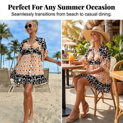 🌸HOT SALE 49% OFF🌸Women's Casual Flowy Bohemian V-Neck Dress