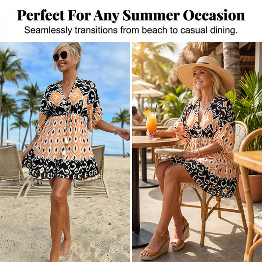 🌸HOT SALE 49% OFF🌸Women's Casual Flowy Bohemian V-Neck Dress