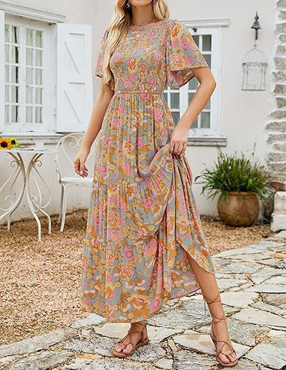 【S-5XL】🌷Hot Sale 55%OFF🌸 2026 Summer Casual Printed Maxi Dress