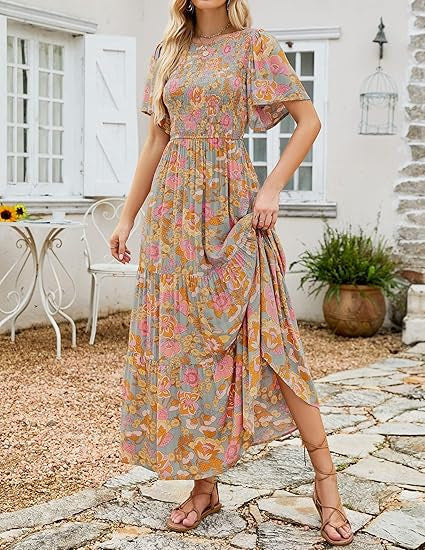 【S-5XL】🌷Hot Sale 55%OFF🌸 2026 Summer Casual Printed Maxi Dress