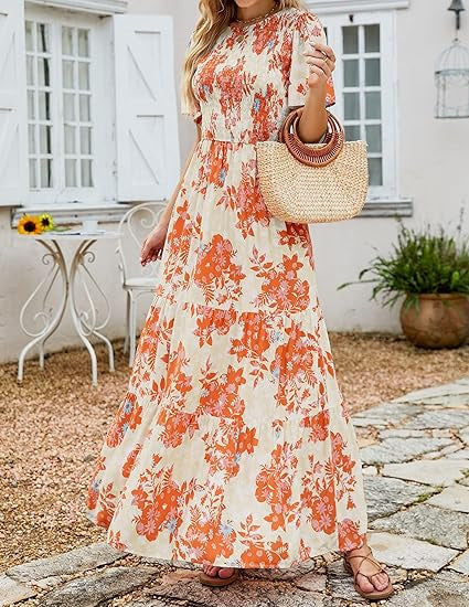 【S-5XL】🌷Hot Sale 55%OFF🌸 2026 Summer Casual Printed Maxi Dress