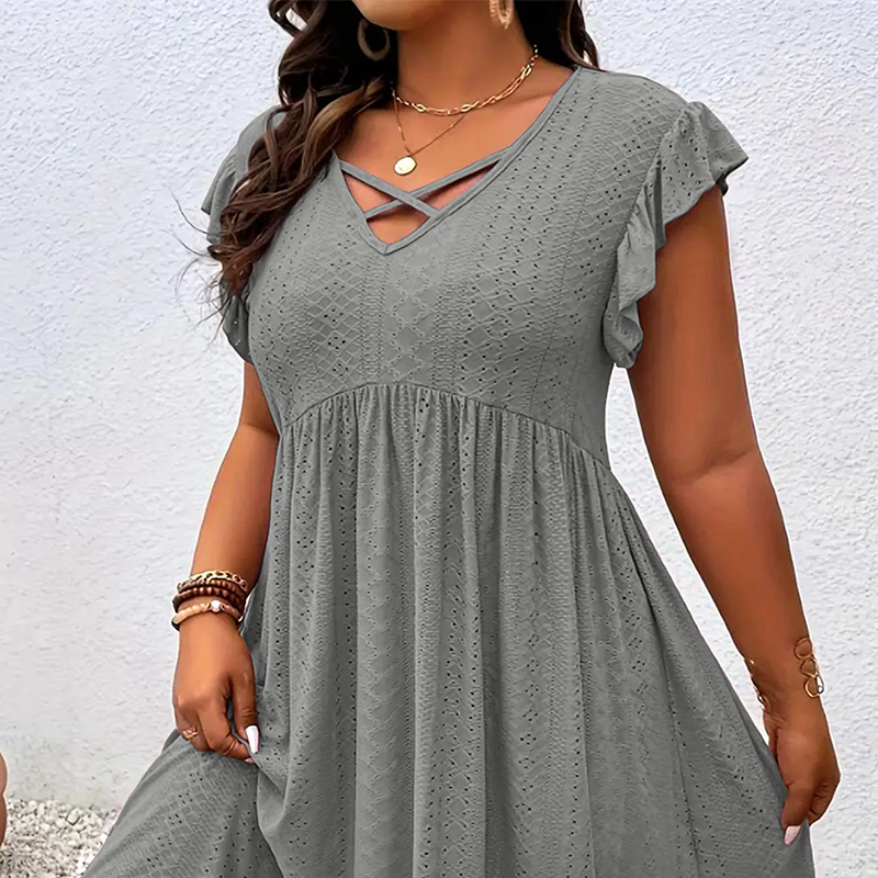 📢50% OFF !! ⏰Women's V-Neck Ruffle Trim Dress
