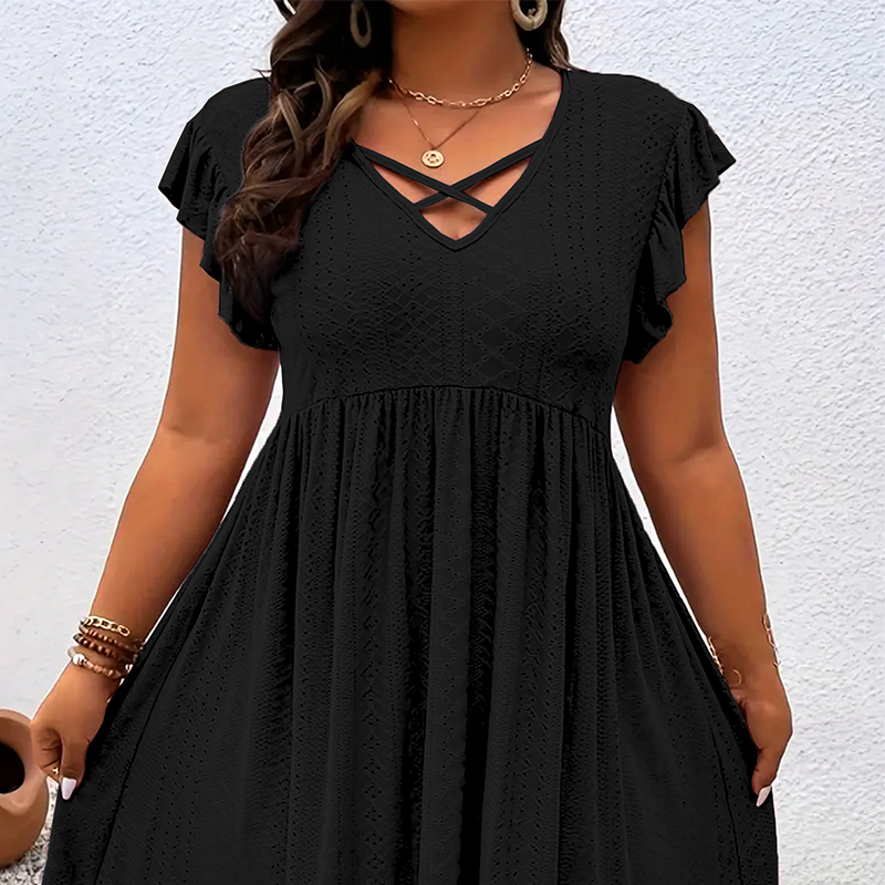 📢50% OFF !! ⏰Women's V-Neck Ruffle Trim Dress