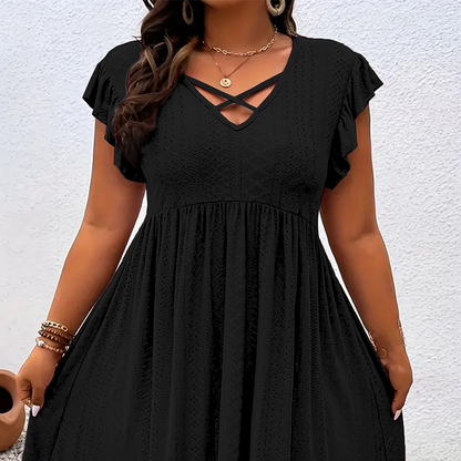 📢50% OFF !! ⏰Women's V-Neck Ruffle Trim Dress