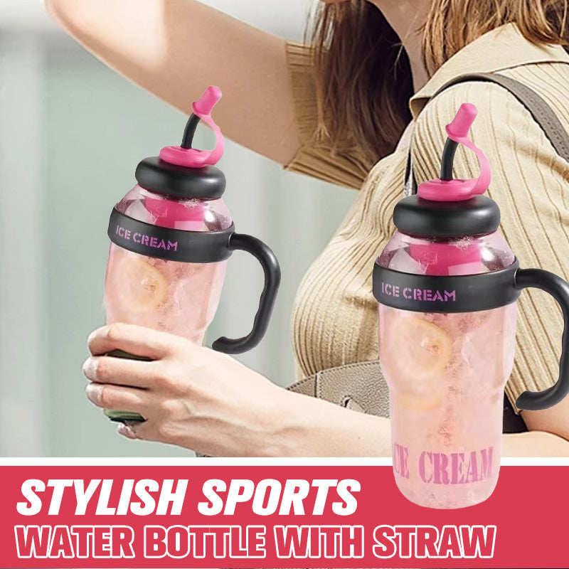 ✨Last Day 60% OFF🔥Stylish Large Capacity Sports Water Bottle with Straw