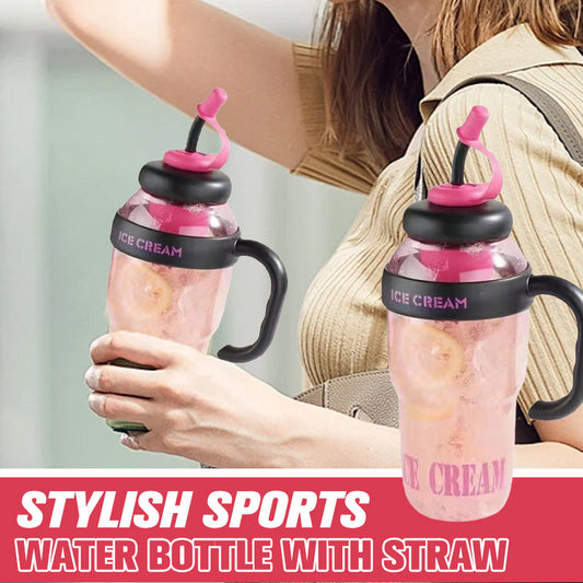 ✨Last Day 60% OFF🔥Stylish Large Capacity Sports Water Bottle with Straw